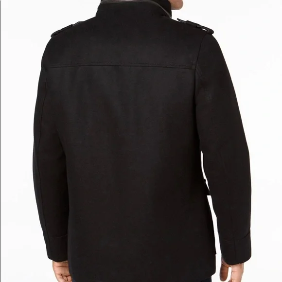 Guess Mens Military-Inspired Coat with Plaid Detail - Picture 4 of 12